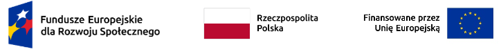 Panel graficzny z logotypami: Funduszów Europejskich, Rzeczpospolitej Polskiej i Unii Europejskiej